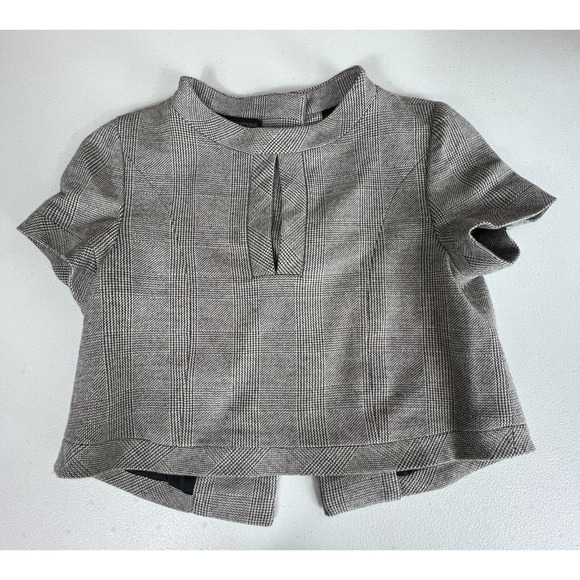 Peggy Jennings Plaid Classy Short Sleeve Jacket Lined Women's Gray - Picture 1 of 11